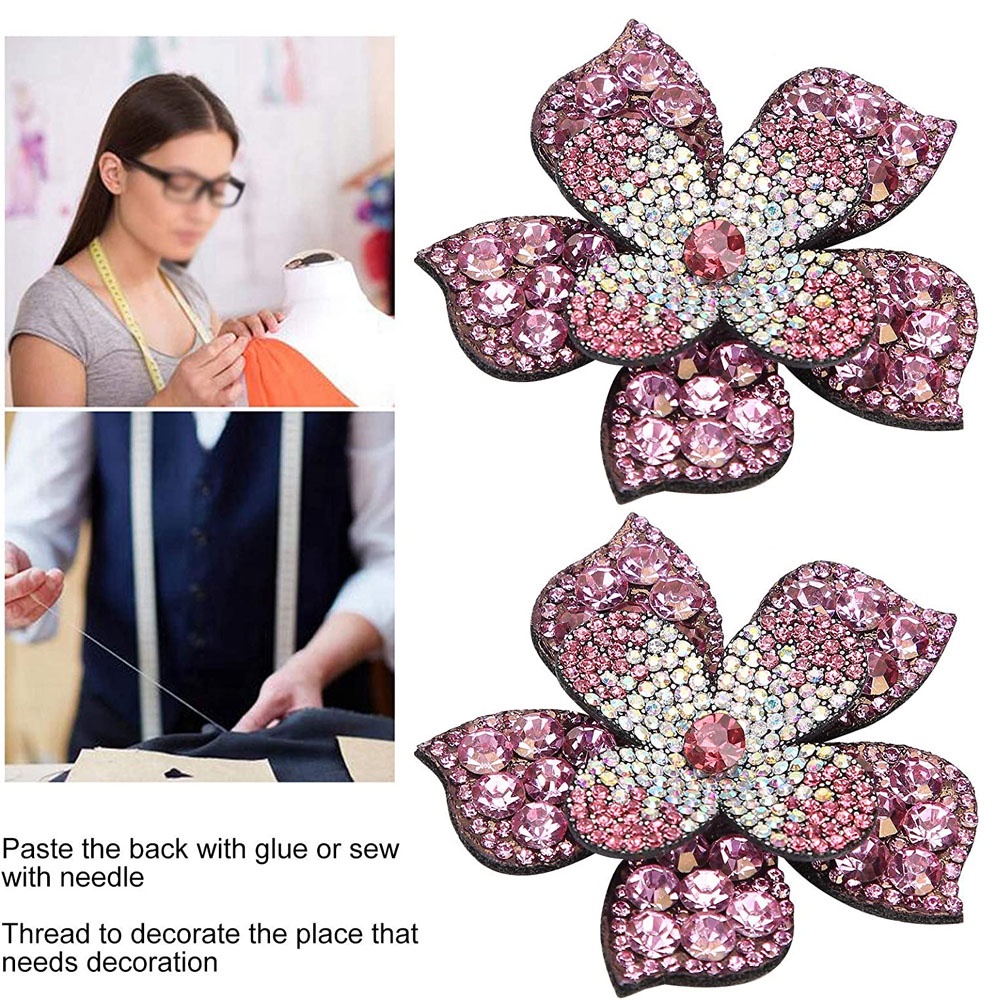 1 Miếng Vá Quần Áo Hình Hoa Đính Kim Sa Rộng 6.5cm