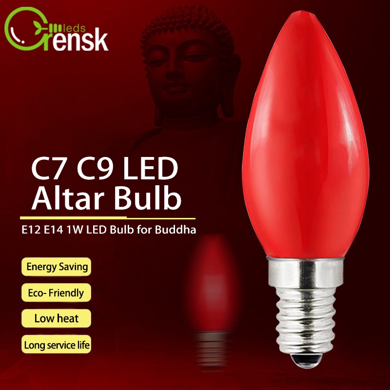 Bộ 2 Nhựa Bóng Đèn LED E12 E14 C7 C9 220V Bóng đèn bàn thờ cầu nguyện Mini 90% Tiết Kiệm Năng Lượng
