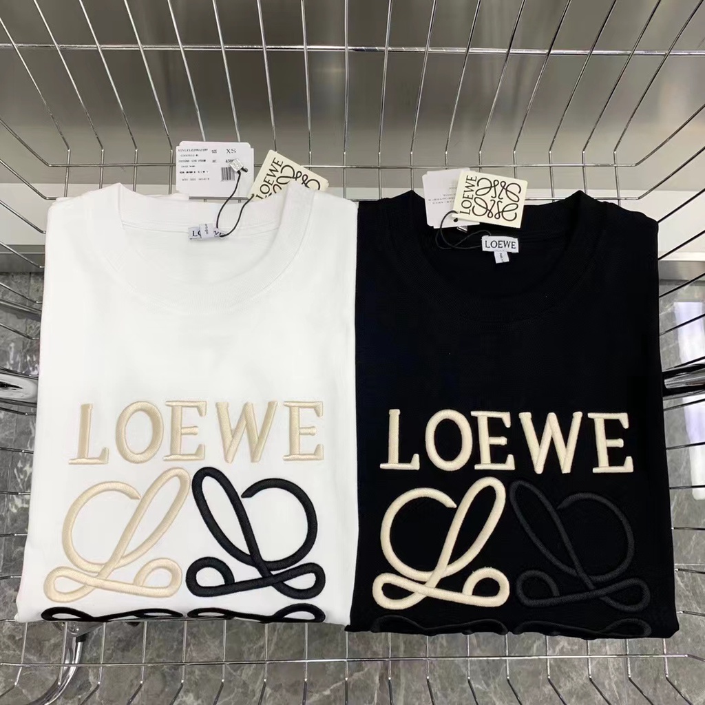 Áo Thun Cotton Ngắn Tay Cổ Tròn Thêu logo Màu Tương Phản Phong Cách Mới