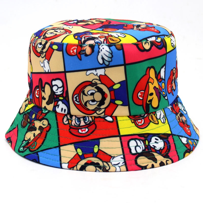 Mũ Tai Bèo Chống Nắng Hai Mặt In Hình Game Super Mario Brother Mới