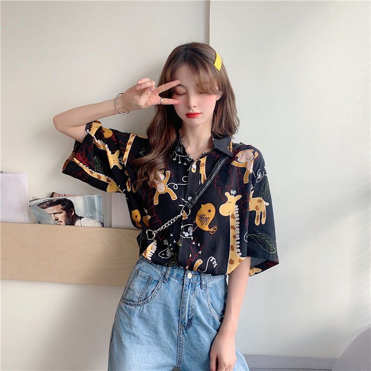 Áo Sơ Mi Chiffon Tay Lửng In Họa Tiết Cherry Thời Trang Hàn Quốc Dành Cho Nữ