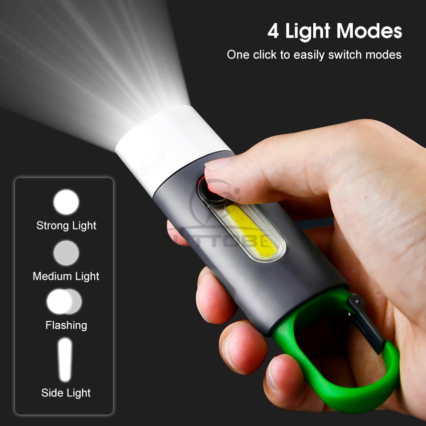 Đèn Pin Mini Đa Năng Chống Thấm Nước Sạc USB Có Móc Treo Chìa Khóa Tiện Dụng