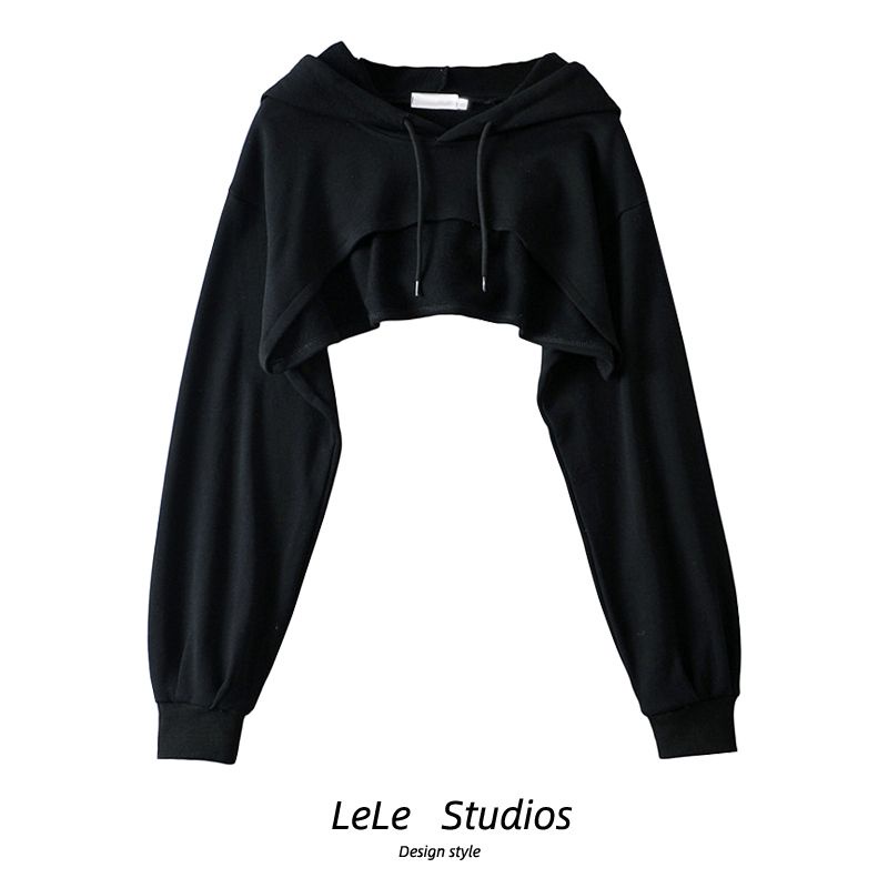 Áo Croptop Tay Dài Có Nón y2k Phong Cách Hàn Quốc Thời Trang Mùa Hè Cho Nữ