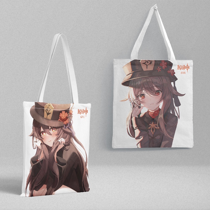 Genshin Va Chạm genshin nahida Hutao yelan Wanderer Túi Vải canvas Đeo Vai Mua Sắm Cho Học Sinh