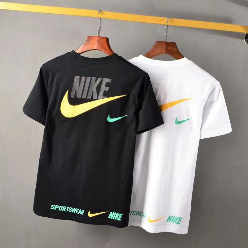 Áo Thun Cotton Nguyên Chất In logo NK Phong Cách Thể Thao Thường Ngày + Nhãn Dán Cho Cặp Đôi Phong Cách Mới