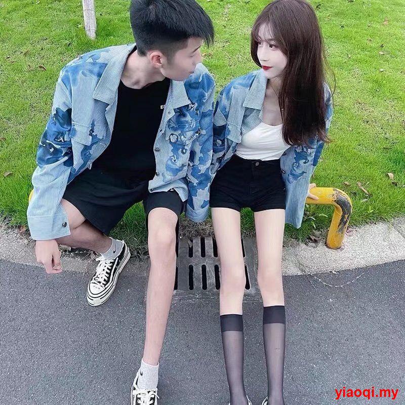 Áo Khoác Denim Mỏng Tay Dài Kẻ Sọc Màu Xanh Dương Trắng Phong Cách Đường Phố Mới 2023 Dễ Phối Đồ Cho Cặp Đôi