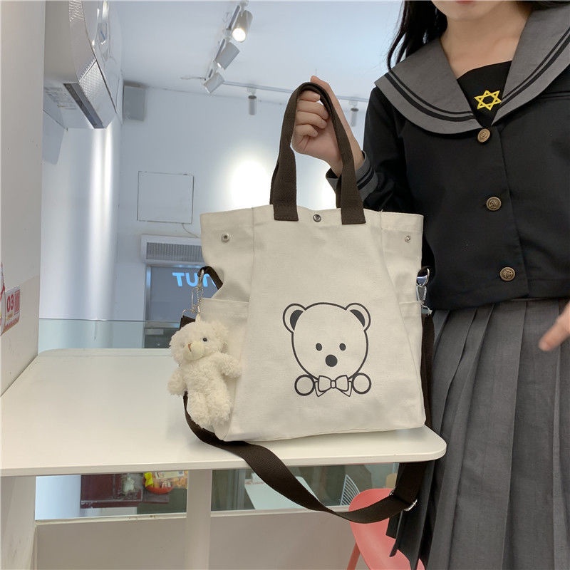 Bololo Túi Xách canvas Sức Chứa Lớn Phong Cách Nhật Bản Cho Học Sinh