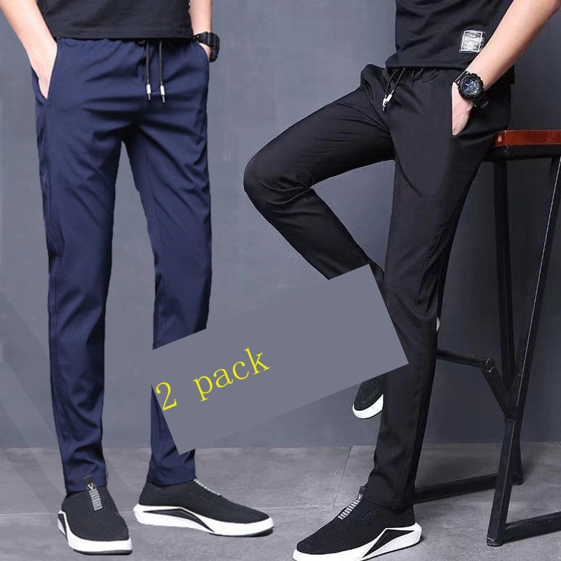 Quần Dài Thể Thao Vải Lụa Lạnh Mỏng Dáng Rộng Nhanh Khô Thời Trang Xuân Thu Cho Nam