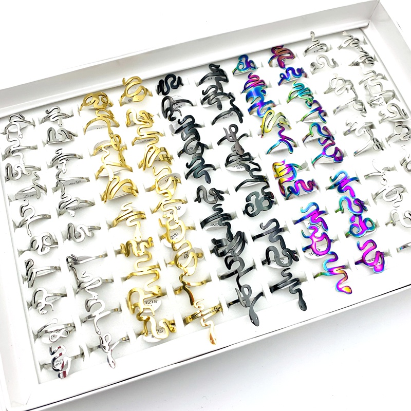 Set 10 Nhẫn Thép Không Gỉ Hình Rắn Thời Trang Dành Cho Cả Nam Và Nữ