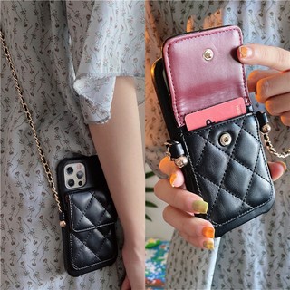 Ví Sang Trọng Đeo Ngang Dây Xích Dành Cho iPhone 15 14 Pro Max 13 12 11 Pro Max 14 Plus Vỏ Da Cao Cấp Đựng Thẻ Khe Cắm Tiền Đứng Ốp điện thoại Chống Sốc