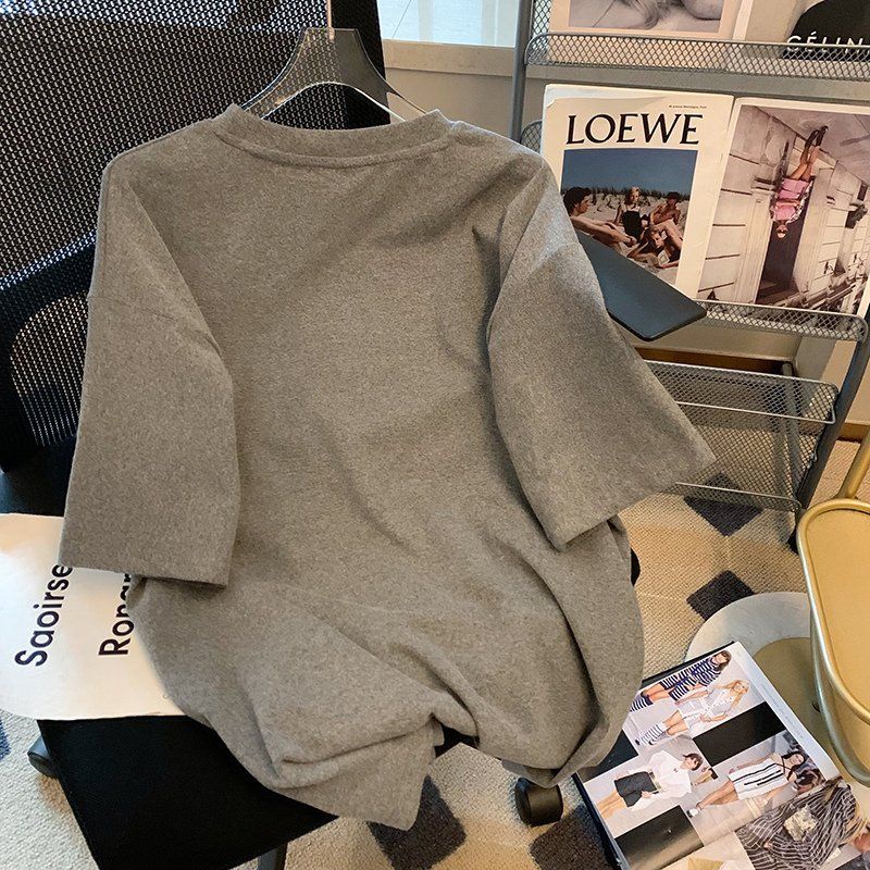 Áo Thun 100% Cotton Tay Ngắn In Hình Trái Tim Đính Đá Thời Trang Mùa Hè 2023 Phong Cách Mới Cho Nữ