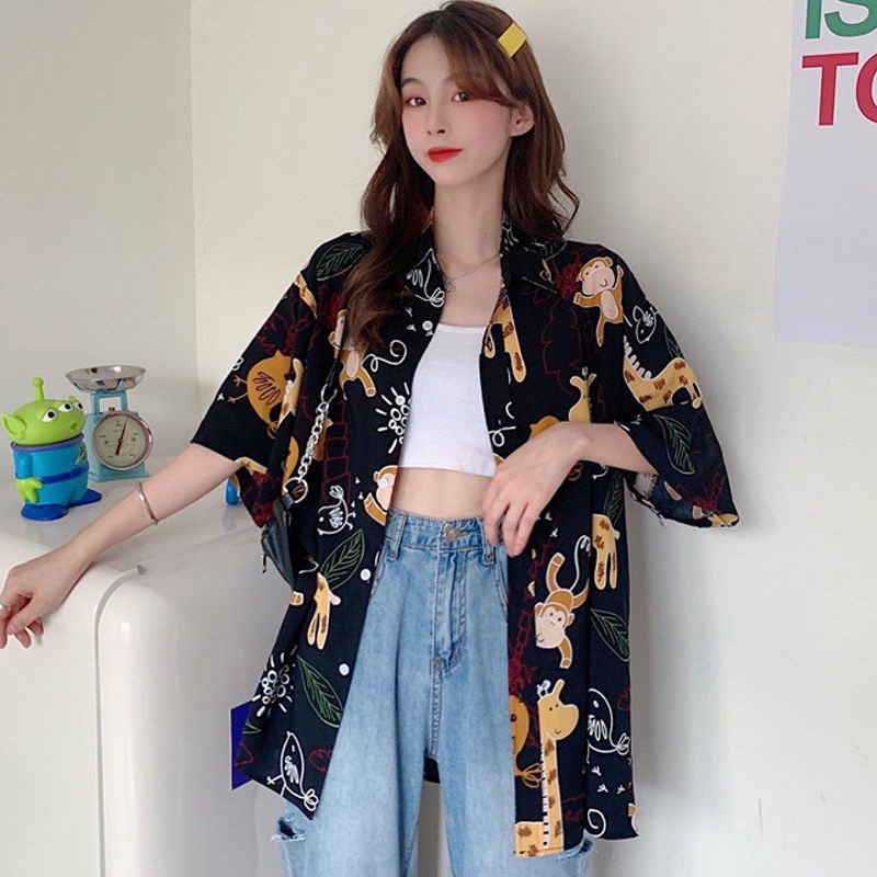 Áo Sơ Mi Chiffon Tay Lửng In Họa Tiết Cherry Thời Trang Hàn Quốc Dành Cho Nữ