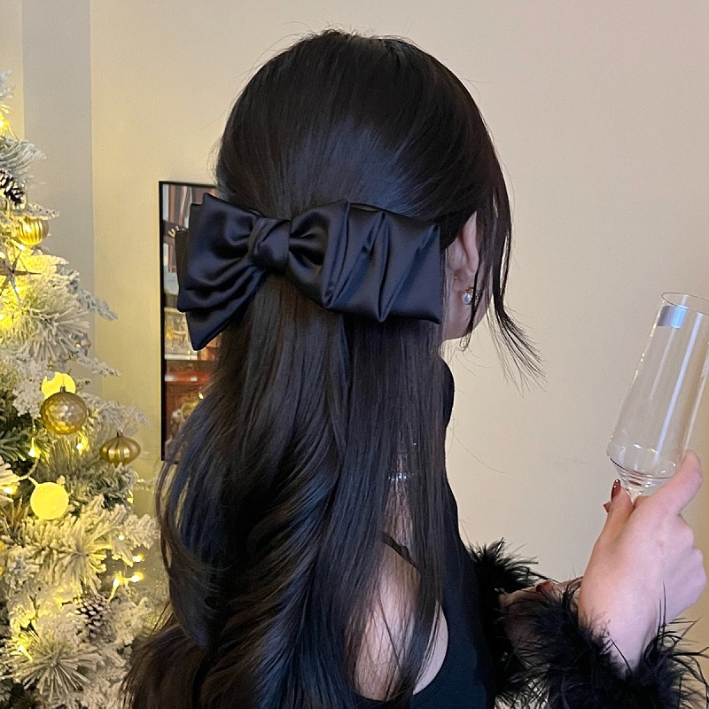 Kẹp Tóc Nơ Ba Lớp Bằng Vải Satin Sang Trọng Thời Trang Kiểu Pháp Cổ Điển Dành Cho Bạn Nữ