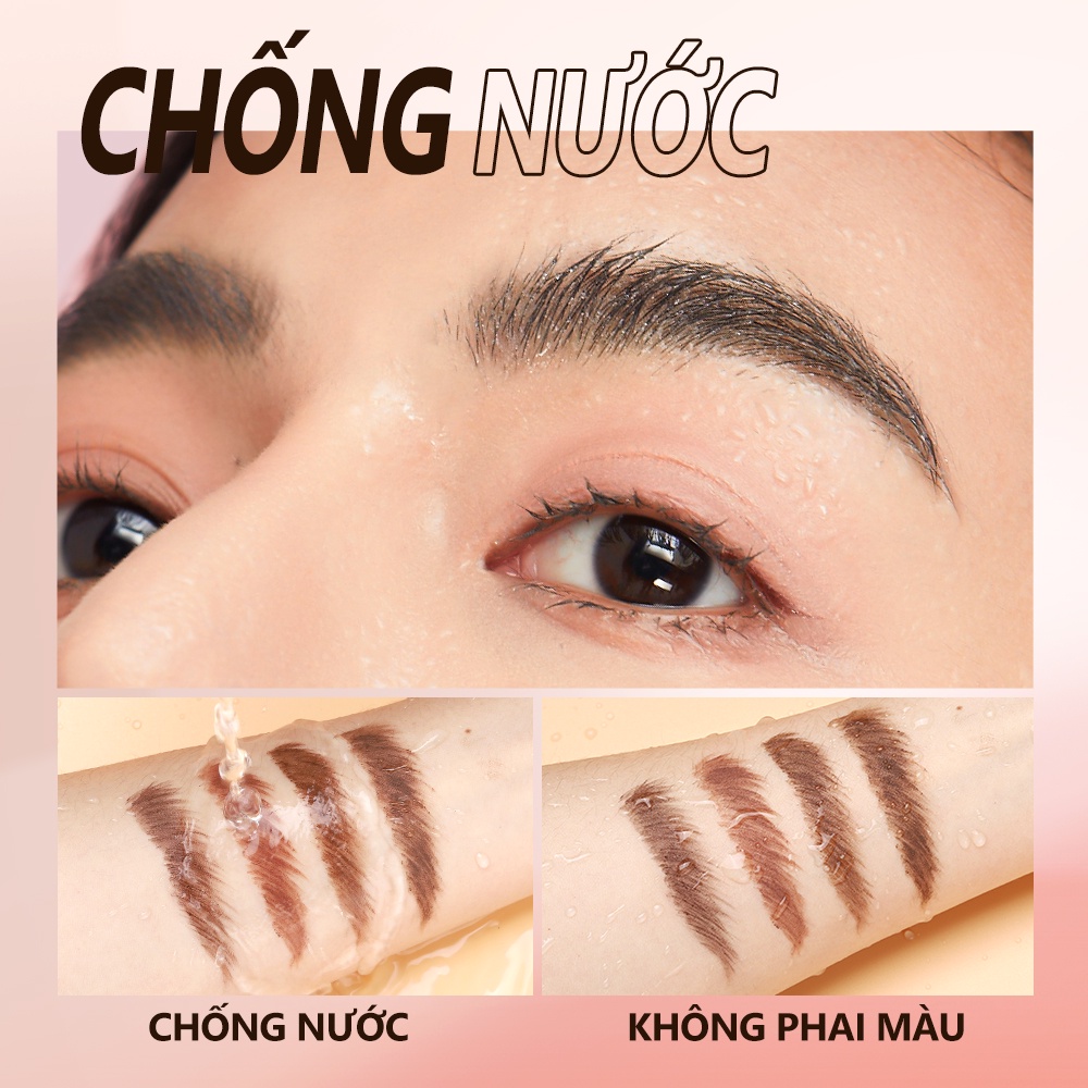 Set kem và cọ kẻ lông mày O.TWO.O dạng gel pomade sắc tố cao chống thấm nước tạo kiểu lâu trôi đa năng