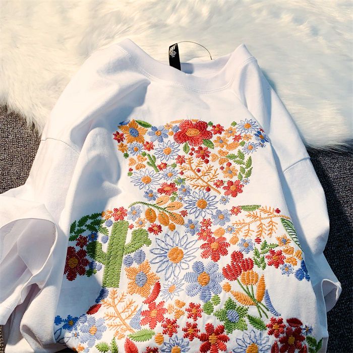 Áo Thun 100% Cotton Tay Ngắn Dáng Rộng In Hình Gấu Phong Cách Thời Trang Retro Mỹ 2023