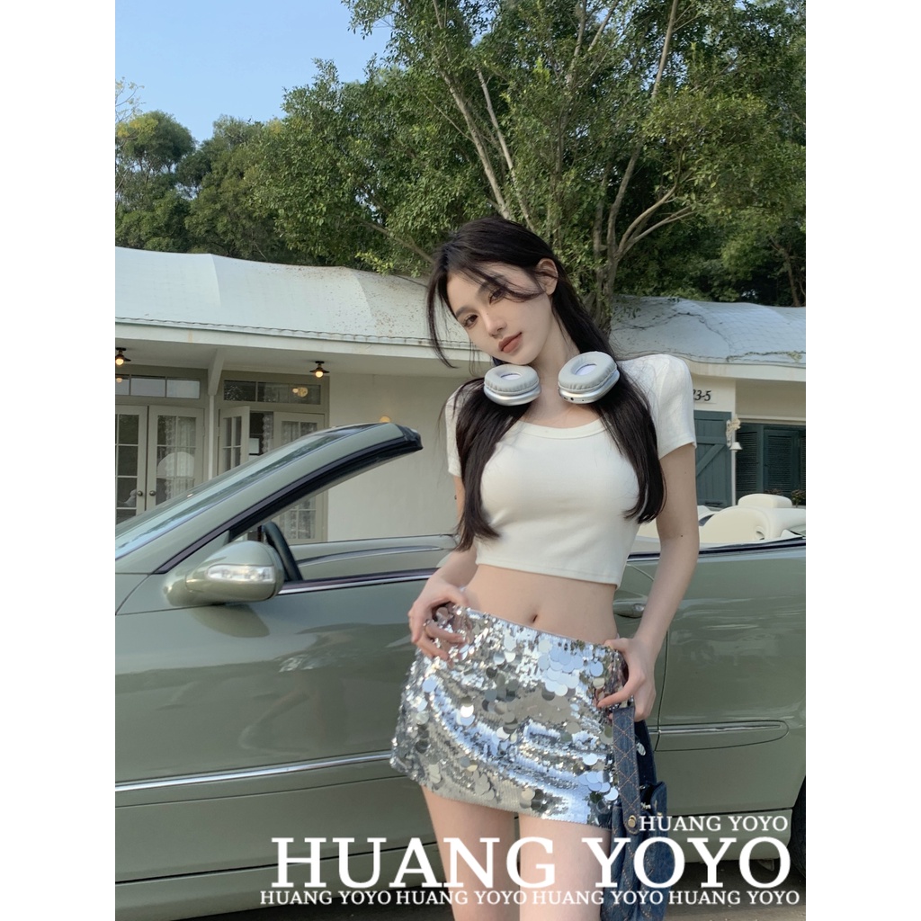 Đầm Thun Ngắn Tay Dáng Chữ A Lưng Thấp Màu Trơn Thời Trang Mùa Hè Quyến Rũ Cho Nữ