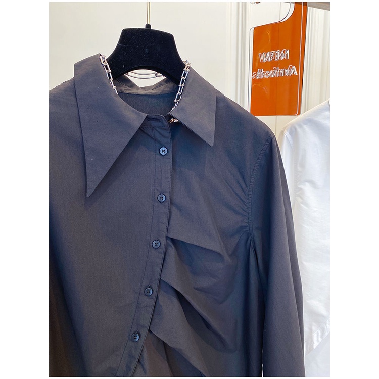 Áo Sơ Mi Dài Tay Xếp Ly Dáng Rộng Phong Cách Hàn Quốc Cho Nữ Baju Baju Wanita Lengan Panjang Hàng Mới Có Sẵn