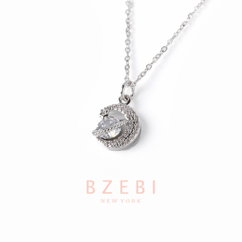 Vòng cổ BZEBI Platinum Mặt Hình Ngôi Sao Mặt Trăng Không Gây Dị Ứng 1099n