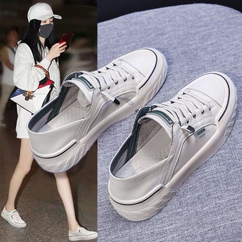 Giày Thể Thao Đế Bằng Màu Trắng Thời Trang Xuân Thu Hàng Mới 2023 Dành Cho Bạn Nữ