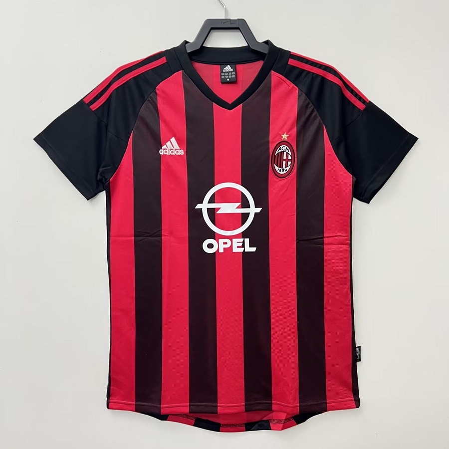 02 03 Áo Sơ Mi Bóng Đá AC Milan Retro Nam 2002 03 Áo Bóng Đá Milan