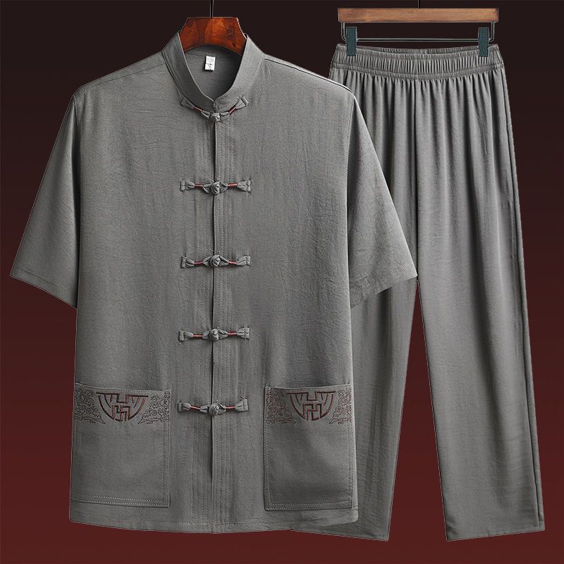 Bộ Quần Áo Ngắn Tay Phong Cách Trung Hoa Cho Đàn Ông Trung Niên