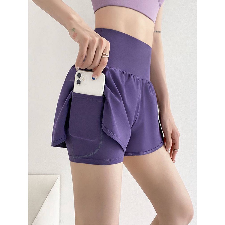 * * D Ng qu n * 2022 Quần short Thể Thao Lưng Cao Giả Hai Mảnh Thoáng Khí Chống Lộ Hàng Cho Nữ Tập Yoga