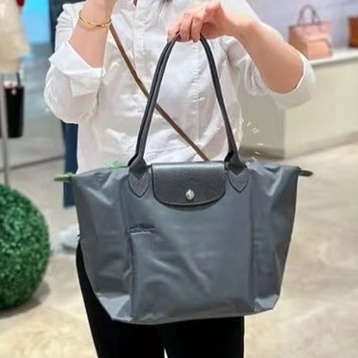 Longchamp Túi Xách Mua Sắm Dòng Màu Xanh Lá Cây Chính Hãng Size L * M Tai Dài Có Thể Gập Lại Cho Nữ