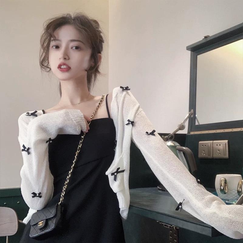 Jiashucheng Áo Khoác Cardigan Dệt Kim Lụa Lạnh Mỏng Chống Nắng Phong Cách Mới Phù Hợp Với Mùa Xuân Và Mùa Hè Dành Cho Bạn Nữ