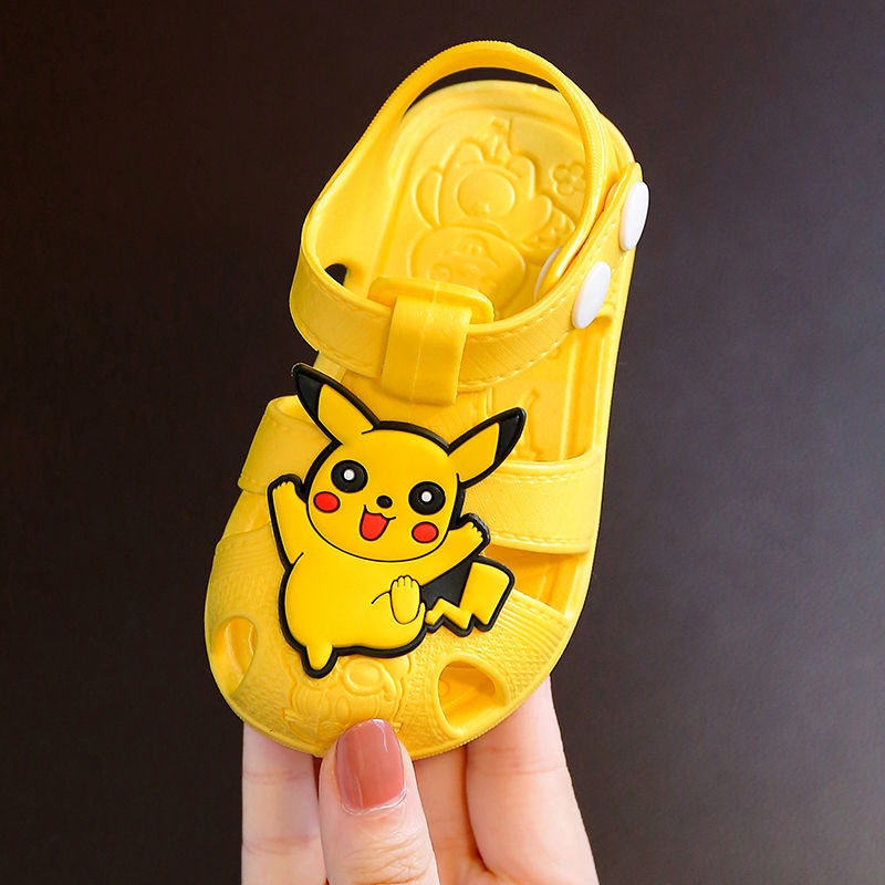 Giày Sandal Không Thấm Nước Chống Trượt Có Khóa Hình Pikachu Hoạt Hình Cho Bé 1-2 - 3 Tuổi