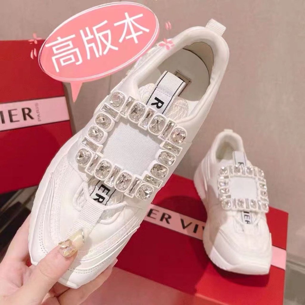 Giày Thể Thao RV Đính Đá Phối Khóa Vuông Cá Tính Cho Nữ