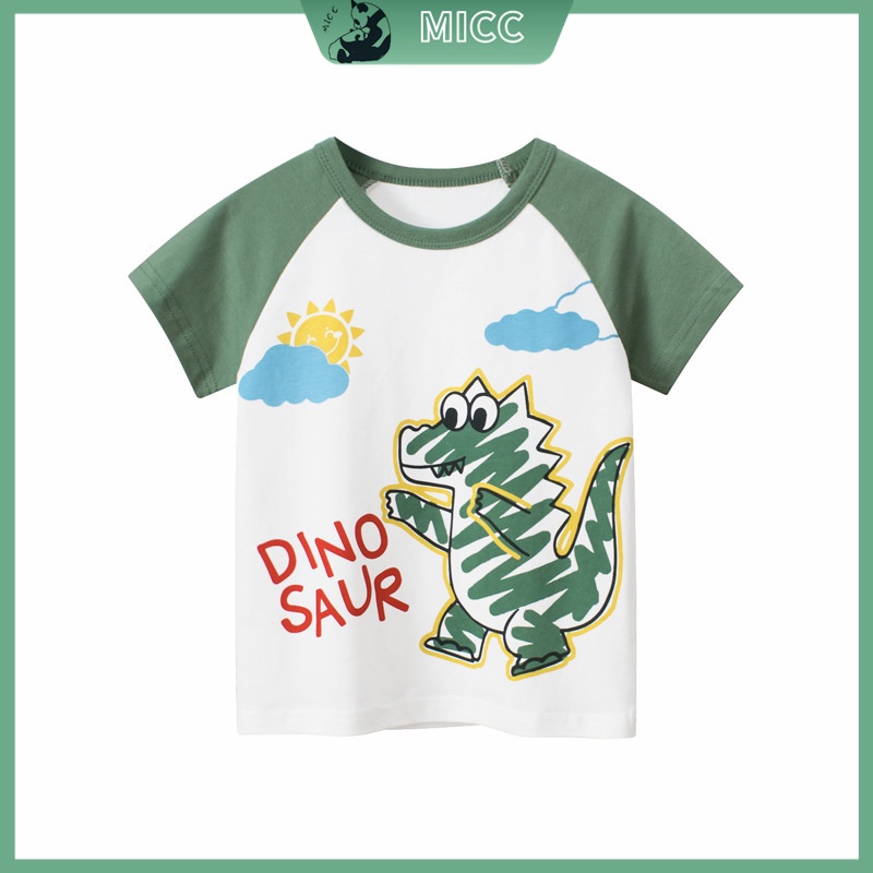 Áo Thun Cotton Tay Ngắn Thấm Hút Mồ Hôi Thoáng Khí Thời Trang Cho Bé Trai 1-9 Tuổi