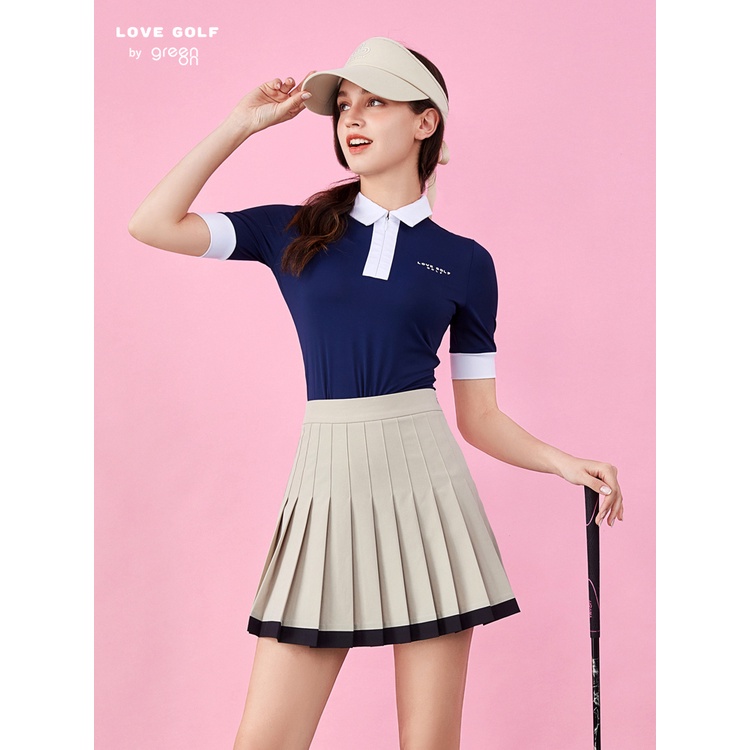 Bộ Áo Thun Ngắn Tay + Chân Váy Ngắn Bằng Lụa Mát Nhanh Khô Phong Cách Thể Thao golf Jersey LG2199 Dành Cho Nữ