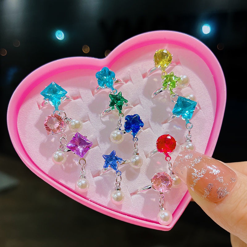 Đồ Chơi Trẻ Em Nhẫn Trẻ Em Bé Gái Hoạt Hình Nhẫn Kim Cương Mô Phỏng Mới Aisha Nhẫn Công Chúa Nhẫn Cho Bé