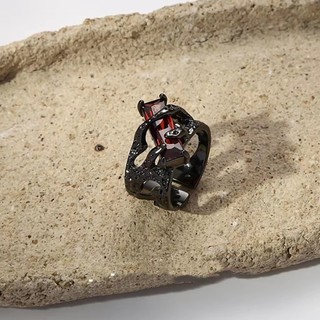 Nhẫn Kim Loại Đính Đá Ruby Phong Cách Punk Cổ Điển