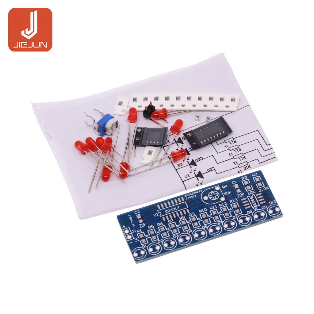 Bộ Mô Đun Đèn LED Ne555 + CD4017 Tự Làm Cho Phòng Thí Nghiệm