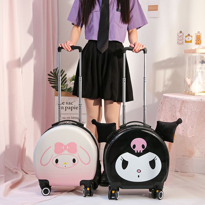 Ban đầu Vali Giai Điệu Gradient Ins Vali Kuromi Chó Tai To 18-inch Đa Năng Bánh Xe Nội Trú Trường Hợp