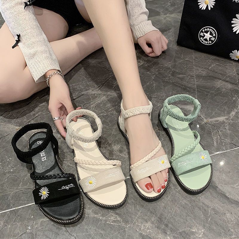Giày Sandal Đế Bằng Size Lớn 35-43 Thời Trang Mùa Hè Mới 2022 Phong Cách Roman Cho Nữ
