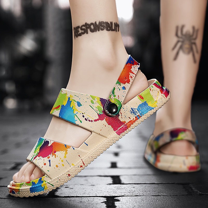 Dép Đi Biển Thoáng Khí In Họa Tiết Graffiti Thời Trang Mùa Hè 2023 Cho Nam