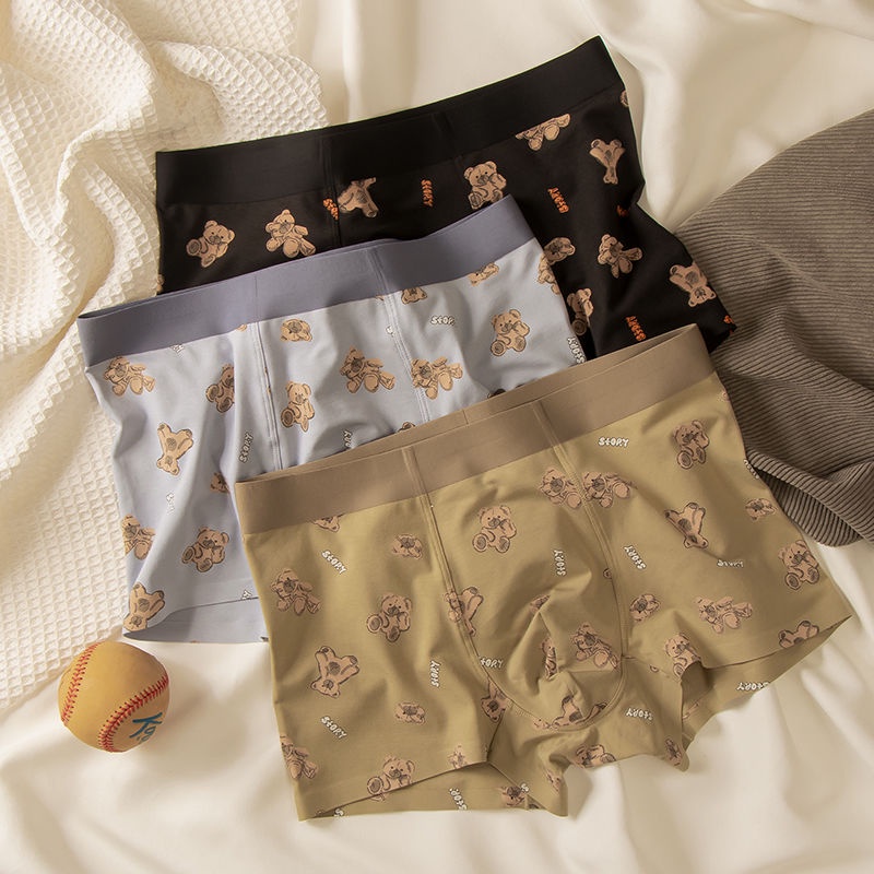 Quần Lót Boxer Không Đường May Thoáng Khí Thoải Mái Họa Tiết Hoạt Hình Cho Bé Trai