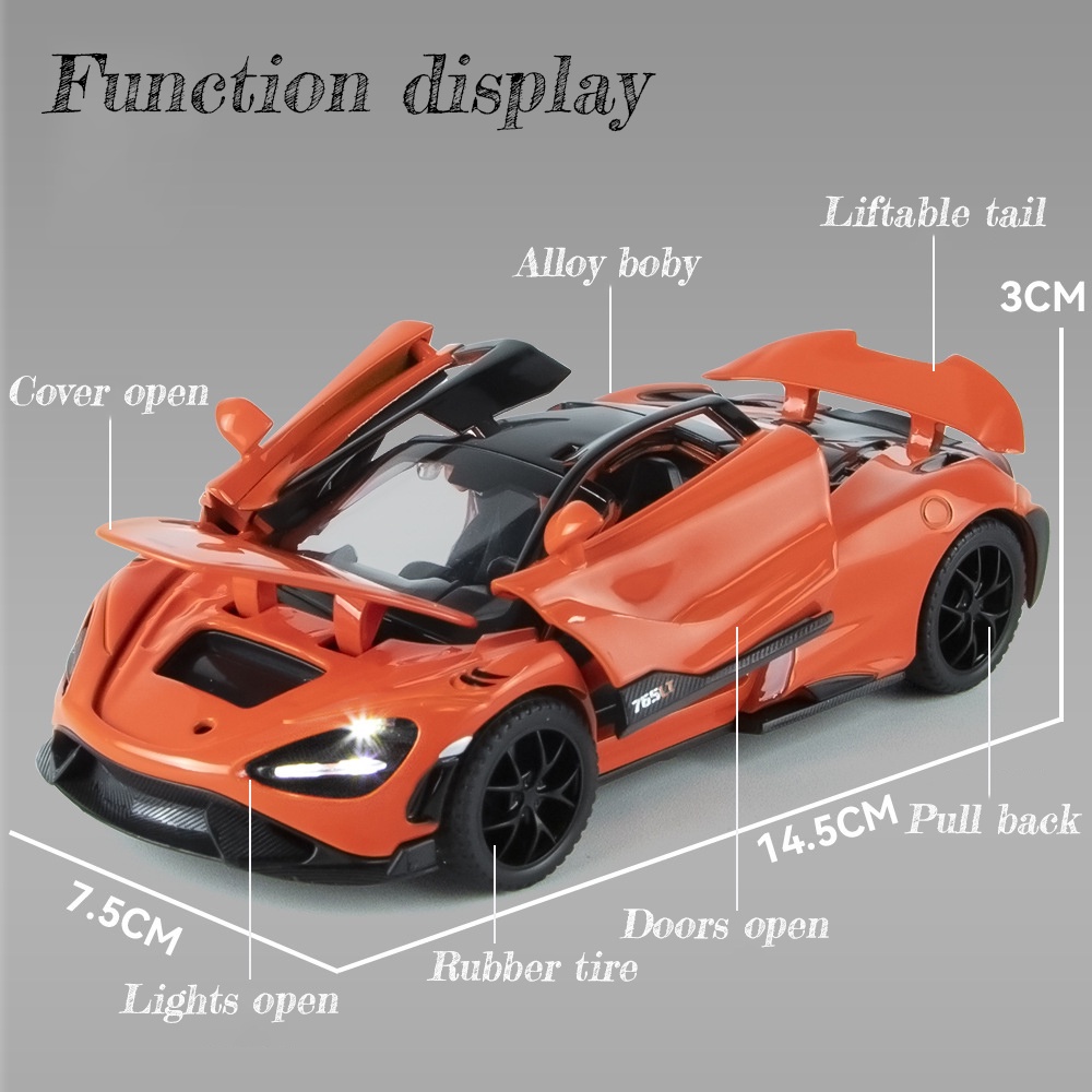 Mô Hình Xe Hơi Thể Thao Mclaren 765LT Bằng Hợp Kim Kẽm Với Tỷ Lệ 1 / 32