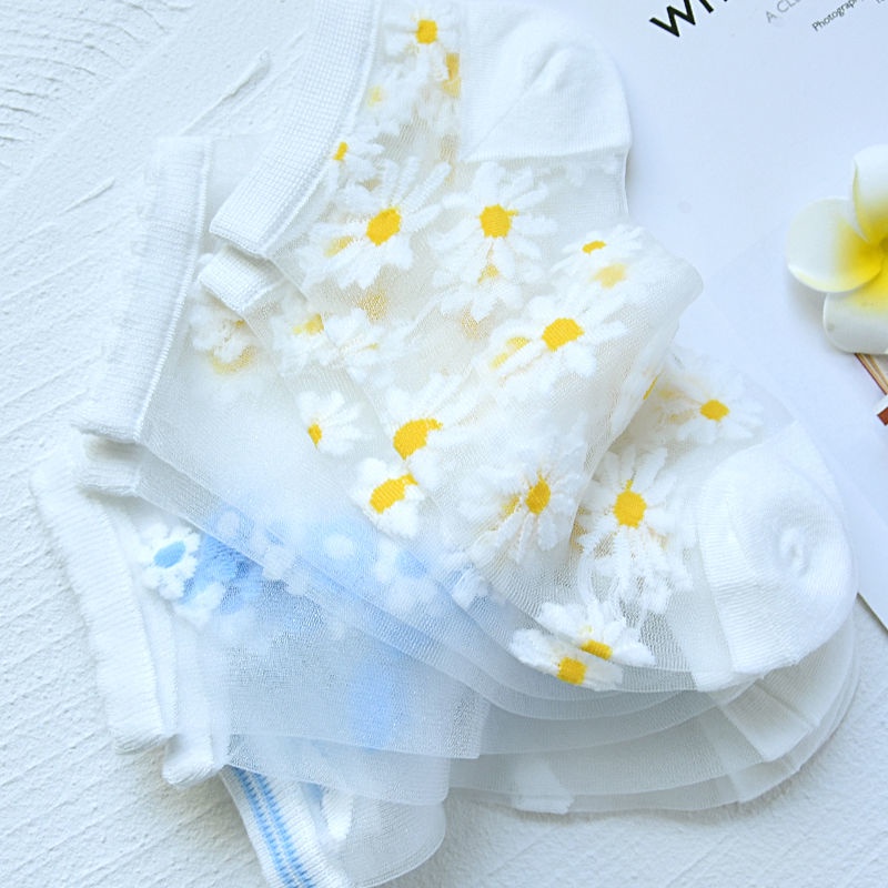 Vớ Cotton Lụa Mỏng Màu Trơn Cổ Thuyền Thoáng Khí Dễ Thương