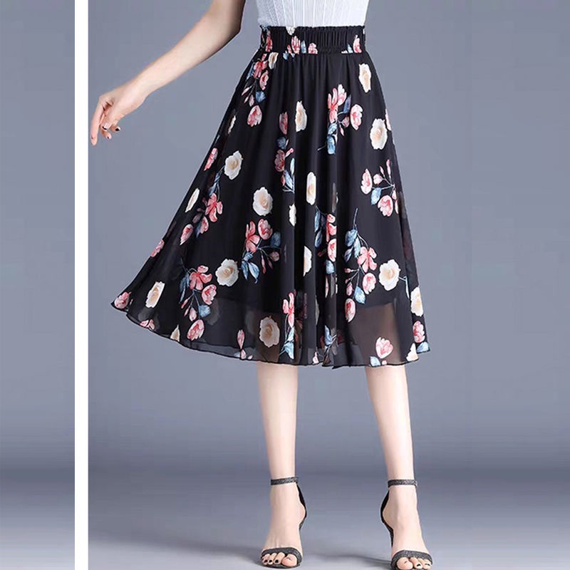 Chân Váy Chiffon Dài Lưng Cao In Họa Tiết Hoa Thời Trang Mùa Hè Hàng Mới 2023