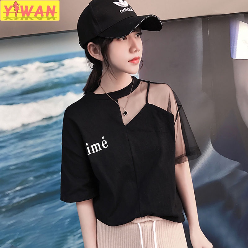 Áo Thun Tay Ngắn Dáng Rộng Màu Trắng Đen Phong Cách Hàn Quốc Thời Trang Mùa Hè 2023 Cho Nữ