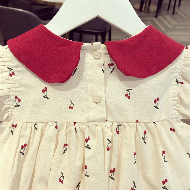 Đầm Hoa Cổ Búp Bê Chất Liệu Cotton Thời Trang Mùa Hè Dành Cho Bé Gái