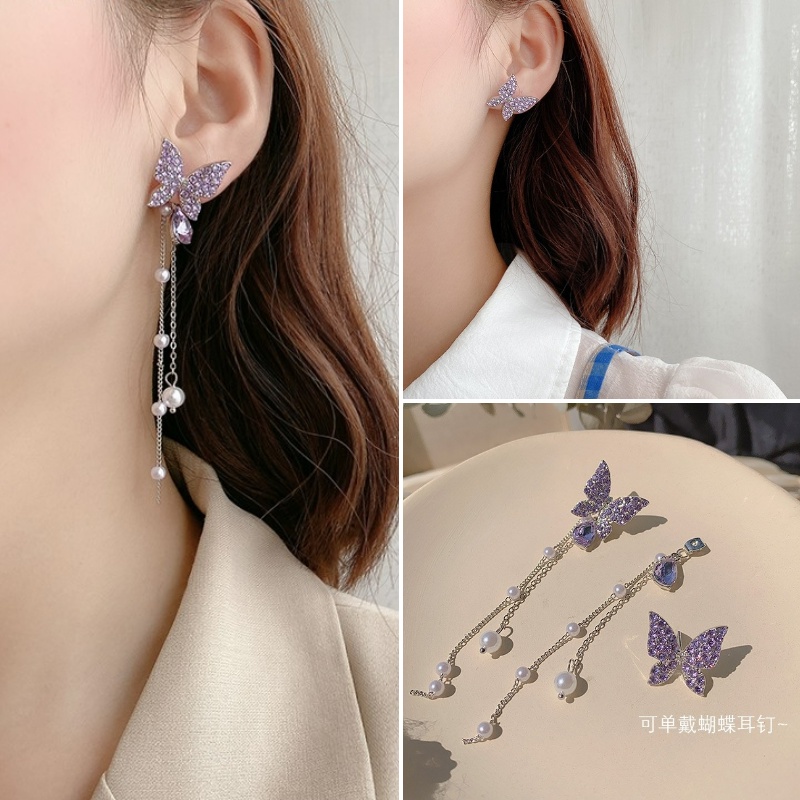 Bông tai mạ bạc 925 đính đá kiểu hình học sang trọng thời trang