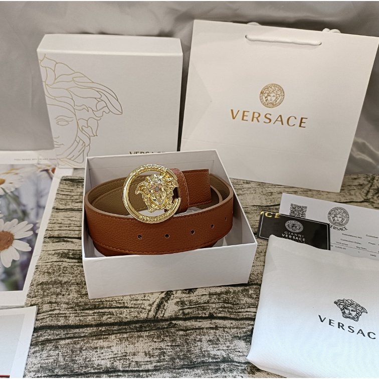 Thắt Lưng Hai Mặt Điêu Khắc Chữ versace Thời Trang Lịch Lãm Cho Nam