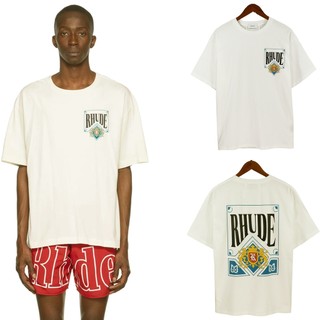 RHUDE American High Street Fashion Card Poker Kaleidoscope Print Loose Couple Short Sleeve T-shirt