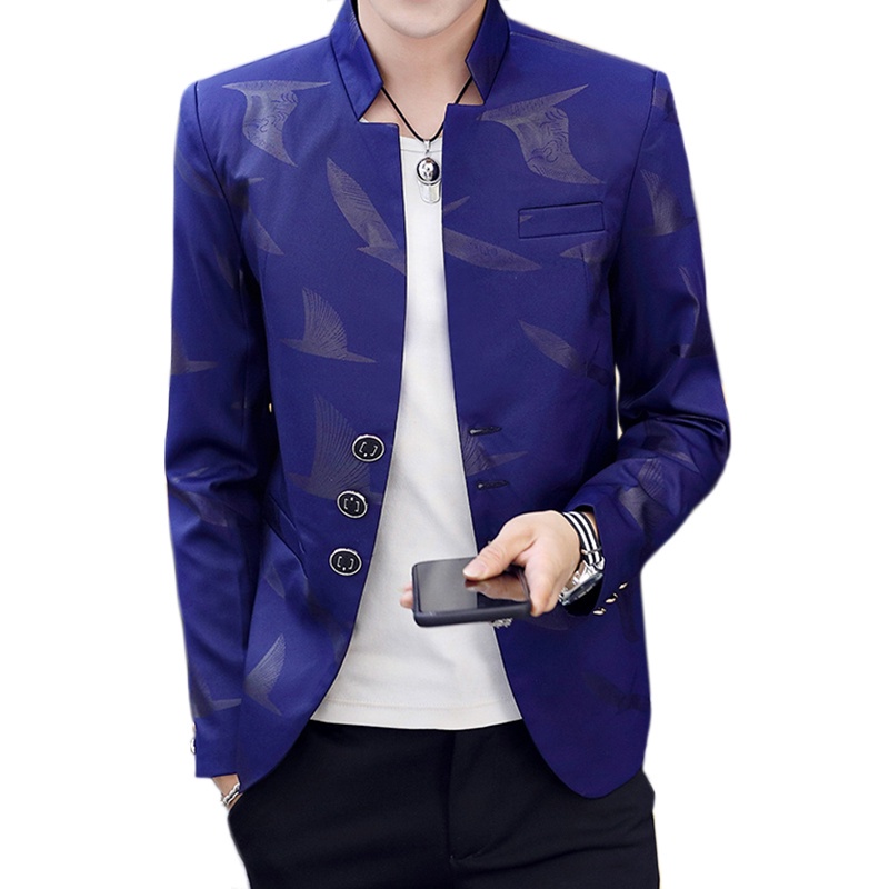 Áo Khoác Blazer Cổ Đứng Phối Ba Nút Cài Thời Trang Xuân Thu Hàn Quốc 2023 Cho Nam