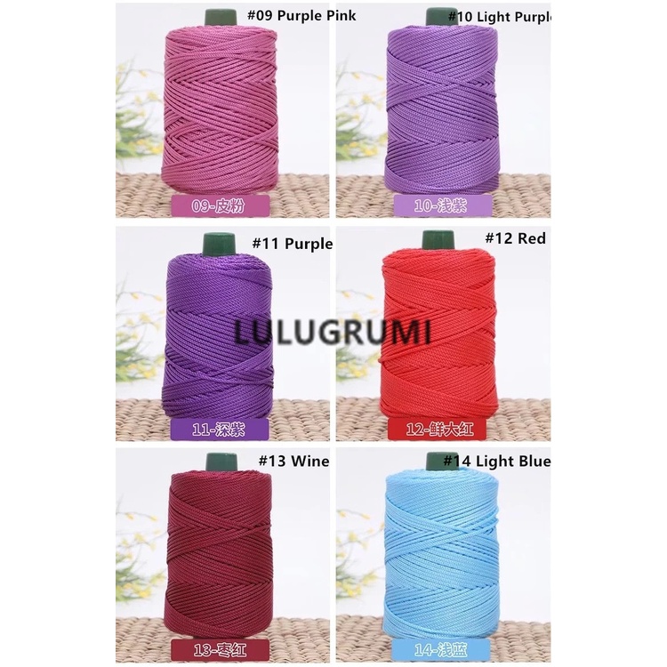 Cuộn Len Móc Dày 3mm Bằng Sợi Nylon Sáng Bóng PP Rỗng Dành Cho Túi Macrame ,chet