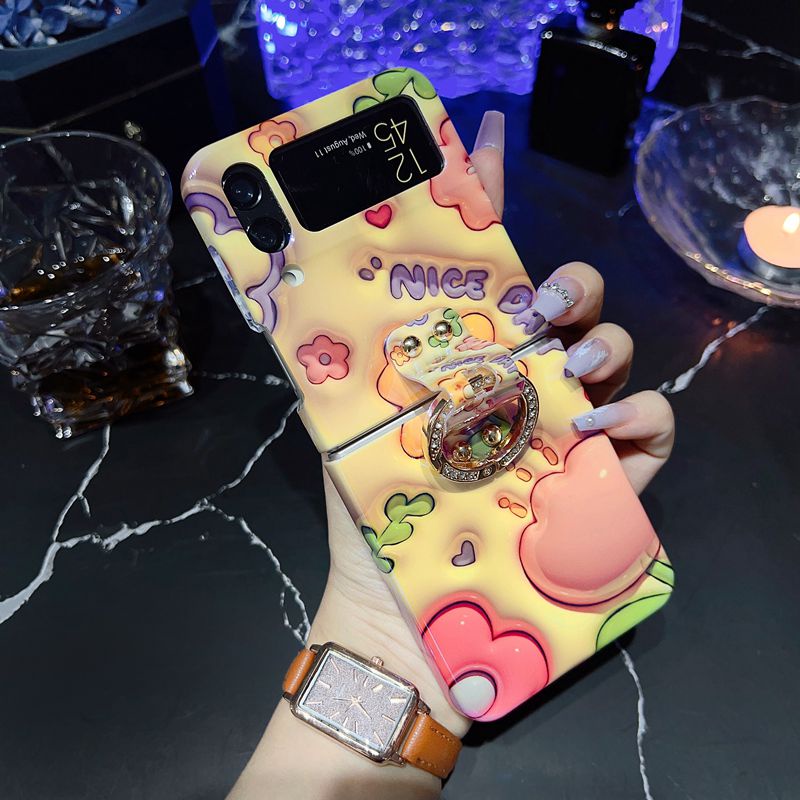 Bao Da Điện Thoại Họa Tiết Hoa Tulip 3d Cho samsung galaxy z flip5 z flip 4 5g zflip3 zflip4 Ốp